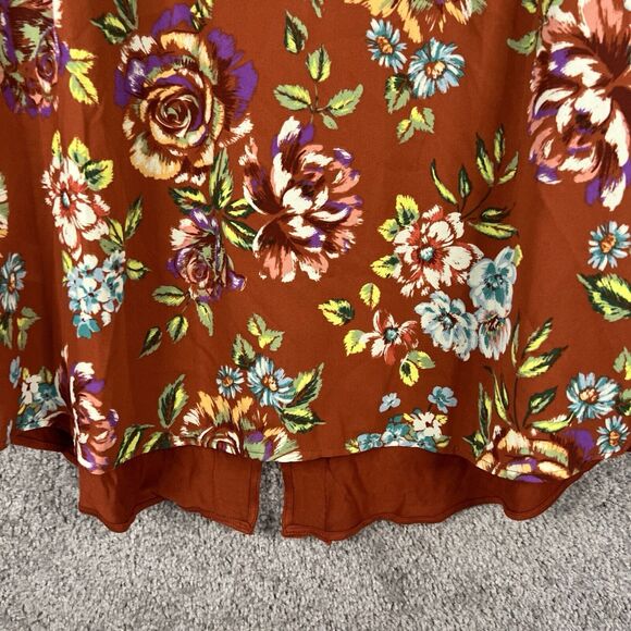 Daniel Rainn Shirt Womens Petite Large PL Sleeveless Brown Floral Keyhole Top - Picture 3 of 13
